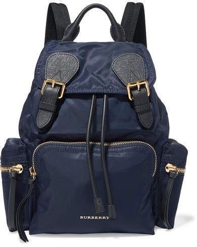 burberry leather-trimmed gabardine backpack|burberry signatures for men.